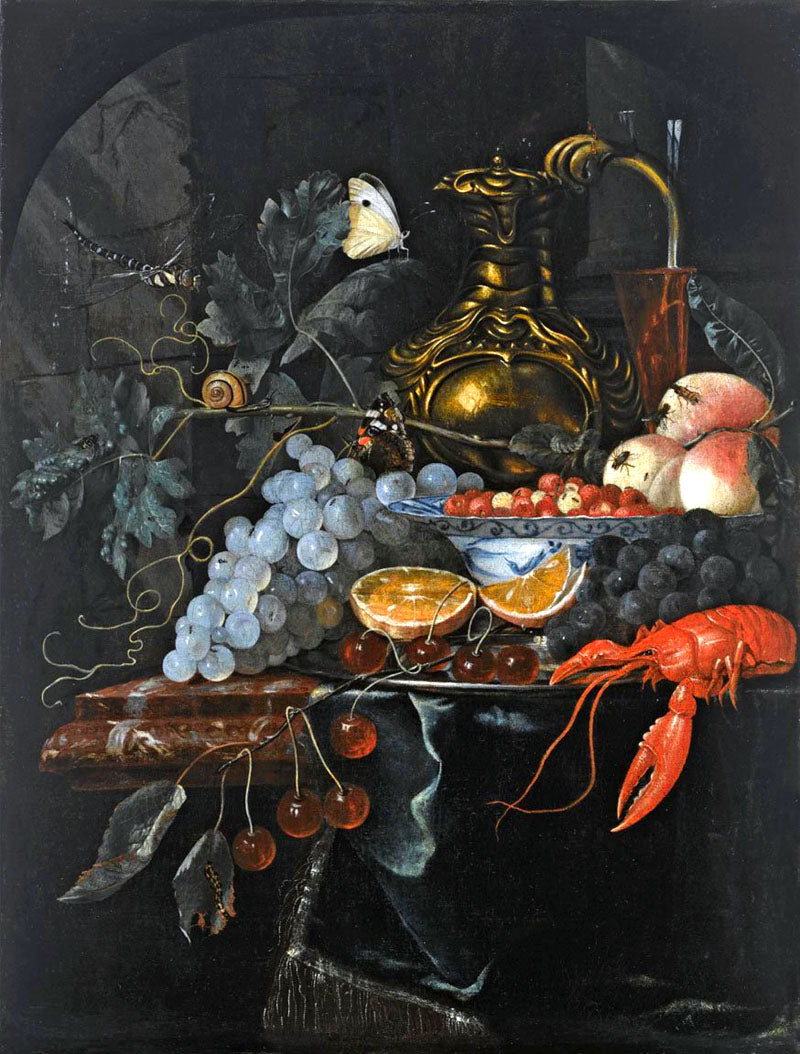 Still life with Fruit, vintage artwork by Harmen Loeding, 12x8" (A4) Poster