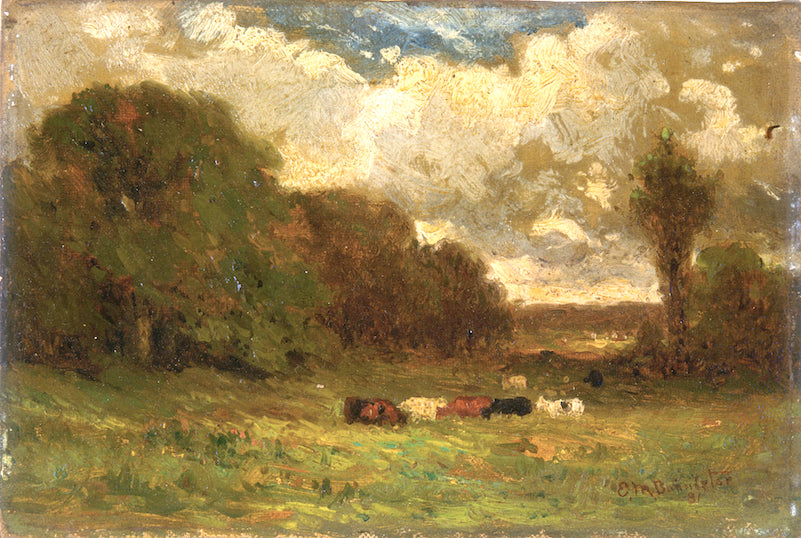 Landscape with Cows and Trees, vintage artwork by Edward Mitchell Bannister, 12x8" (A4) Poster