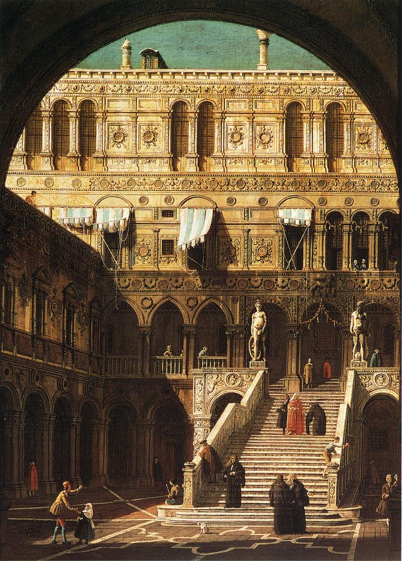 Scala dei Giganti, vintage artwork by Canaletto, 12x8" (A4) Poster