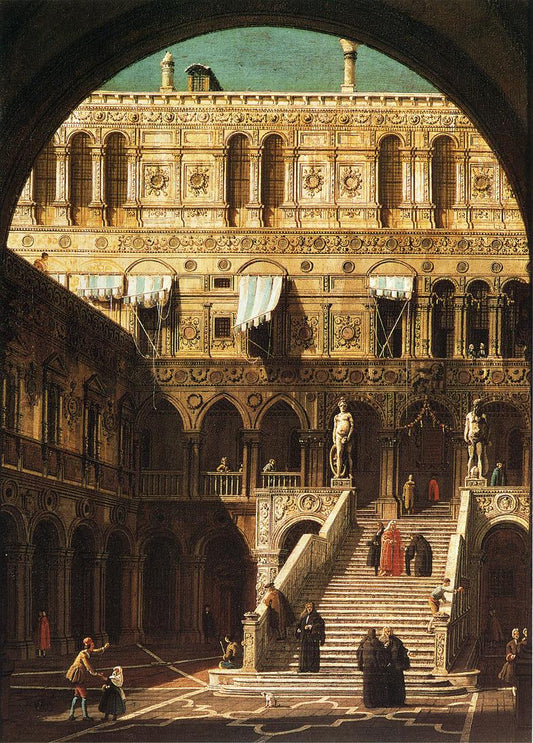 Scala dei Giganti, vintage artwork by Canaletto, 12x8" (A4) Poster