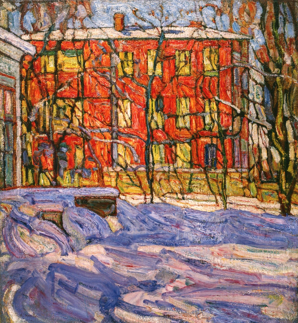 Red House, Petrograd, vintage artwork by Abraham A. Manievich, 12x8" (A4) Poster