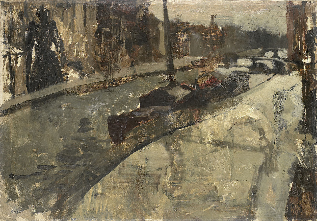 The Prinsengracht at the Lauriergracht, Amsterdam, vintage artwork by George Hendrik Breitner, 12x8" (A4) Poster
