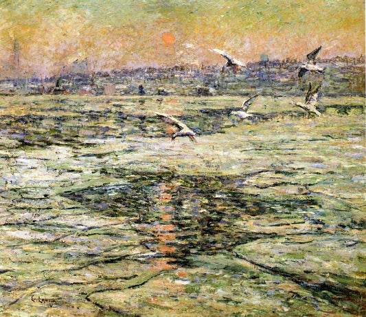 Blue Night, vintage artwork by Ernest Lawson, 12x8" (A4) Poster
