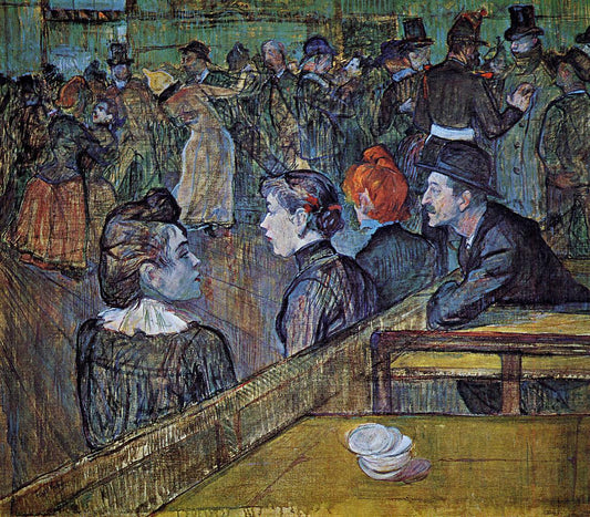 At the Moulin de la Galette Dance Hall, vintage artwork by Henri de Toulouse-Lautrec, 12x8" (A4) Poster