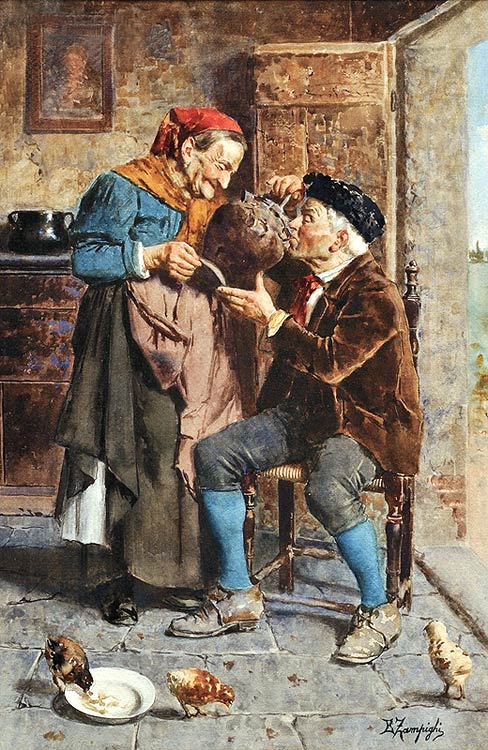 A Drink from the Water Jug by Eugenio Zampighi,A3(16x12")Poster