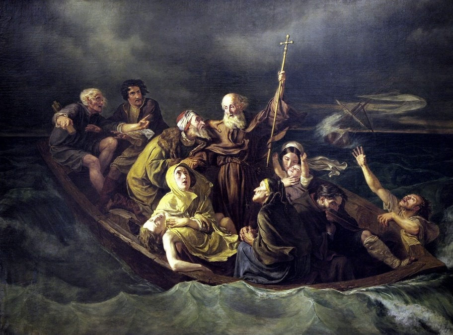 Lifeboats, vintage artwork by Mihály Zichy, 12x8" (A4) Poster