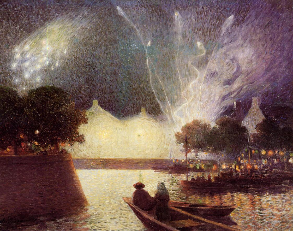 Fireworks over the Port by Ferdinand du Puigaudeau,A3(16x12")Poster