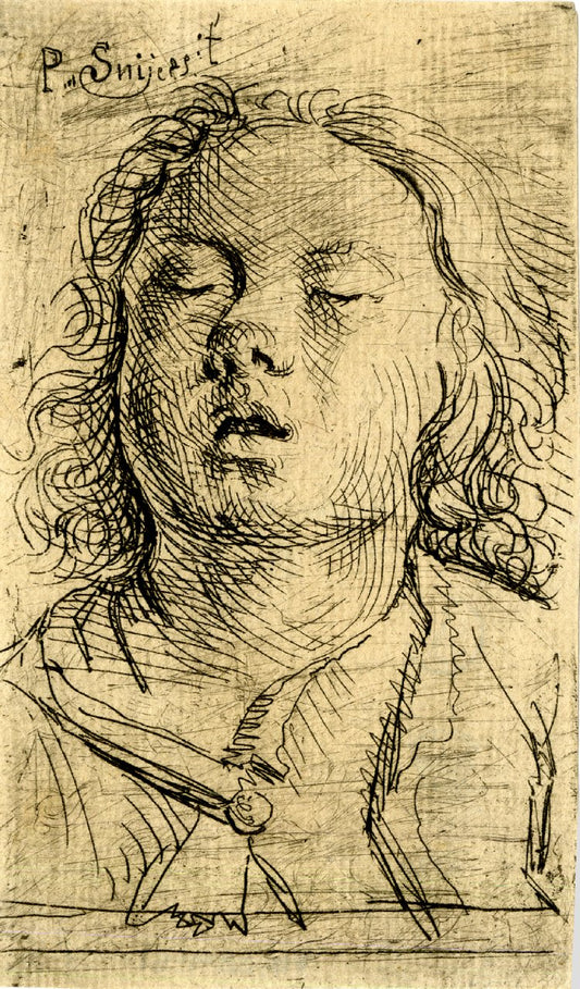 Head of a sleeping boy, vintage artwork by Peeter Snyers, 12x8" (A4) Poster