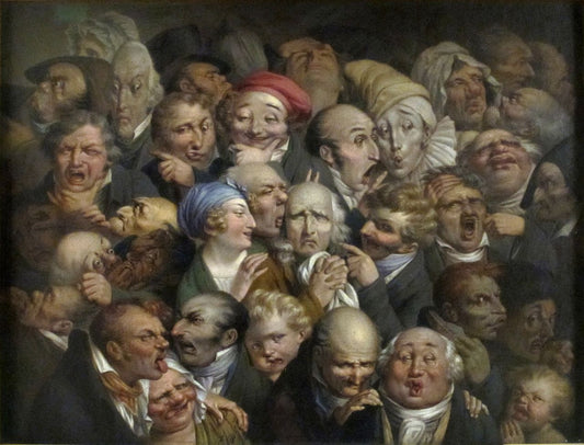 Meeting of Thirty-five Facial Expressions, vintage artwork by Louis-Leopold Boilly, 12x8" (A4) Poster
