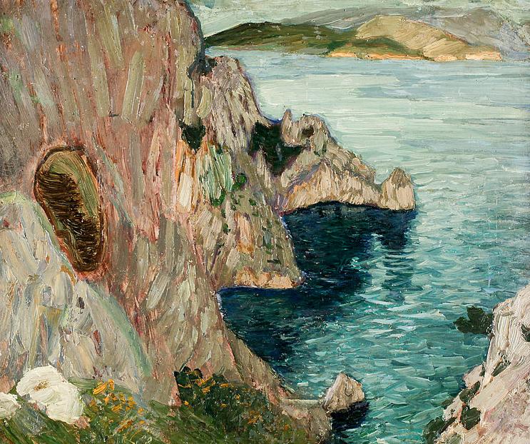 Cliffs by  the Sea (Klippor vid hav), vintage artwork by Helmer Osslund, 12x8" (A4) Poster