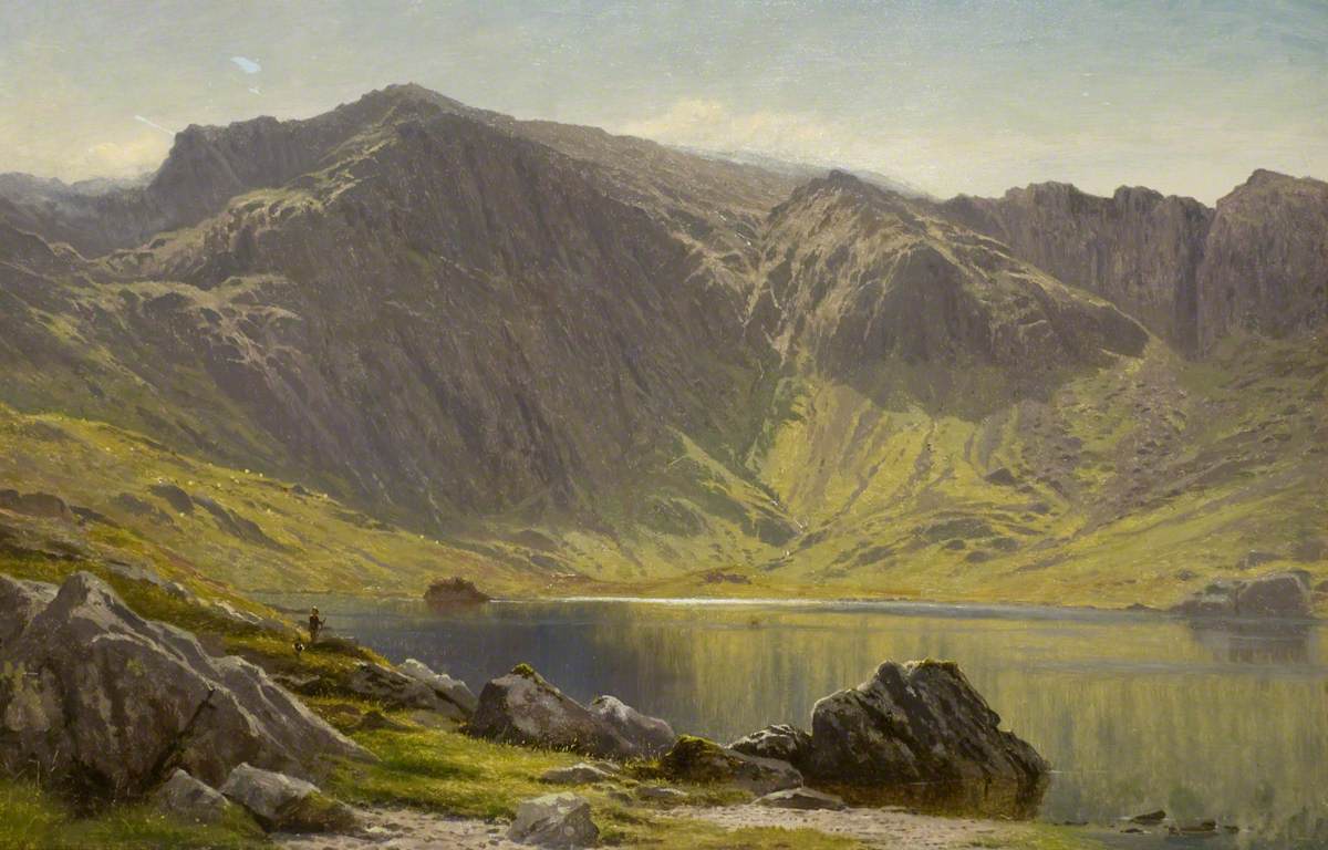 Llyn Idwal, Snowdonia, vintage artwork by Benjamin Williams Leader, 12x8" (A4) Poster