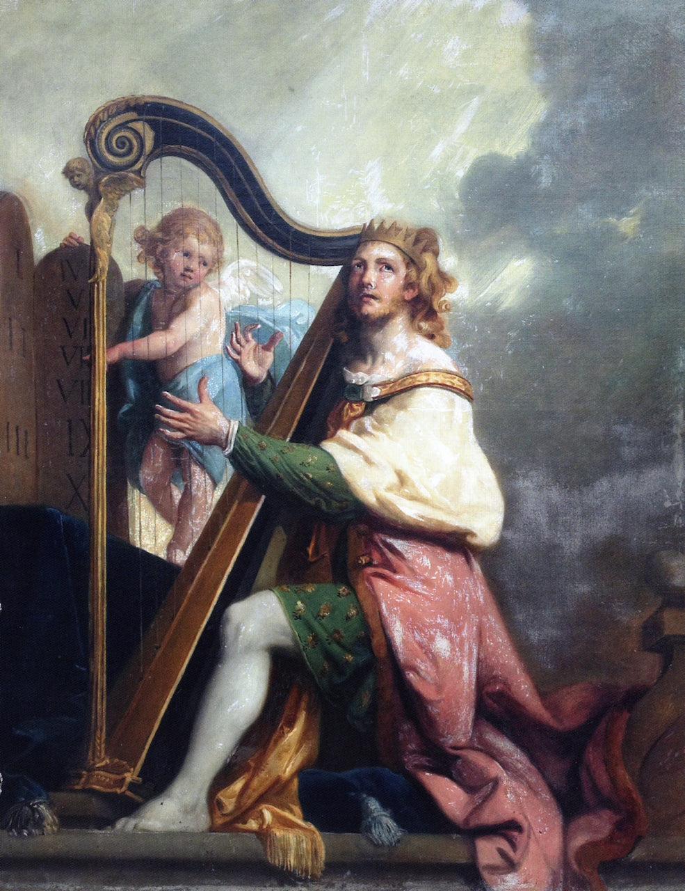 King David Playing the Harp, vintage artwork by Johann Zoffany, 12x8" (A4) Poster