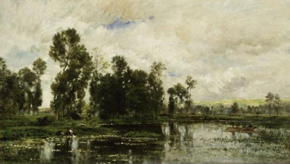 The Edge of the Pond, vintage artwork by Charles-François Daubigny, A3 (16x12") Poster Print