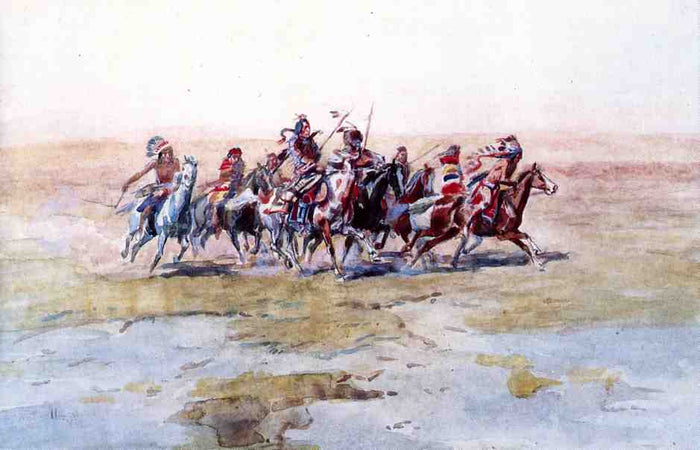 Cree War Party by Charles Marion Russell,A3(16x12