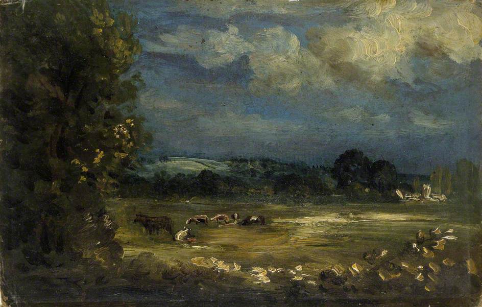 Britford Vale: Water Meadows, vintage artwork by David Charles Read, 12x8" (A4) Poster