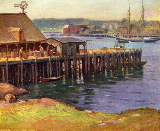 Dock Workers, Gloucester, vintage artwork by Frank Duveneck, 12x8" (A4) Poster