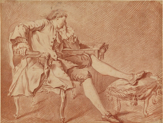 Gentleman Lounging in a Chair, vintage artwork by Carle van Loo, 12x8" (A4) Poster