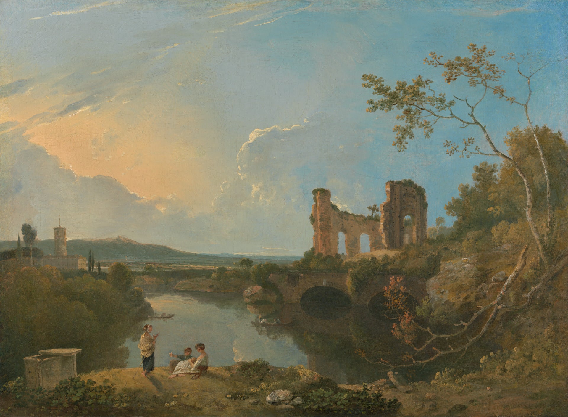 Italian Landscape (Morning), vintage artwork by Richard Wilson, R. A., 12x8" (A4) Poster