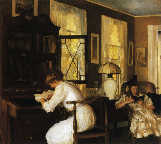 Josephine and Mercie, vintage artwork by Edmund Tarbell, 12x8" (A4) Poster