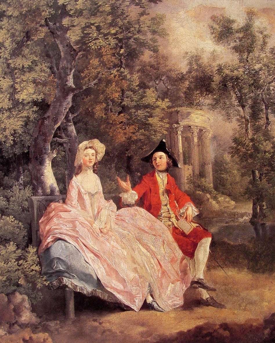 Conversation in a Park, vintage artwork by Thomas Gainsborough, 12x8" (A4) Poster