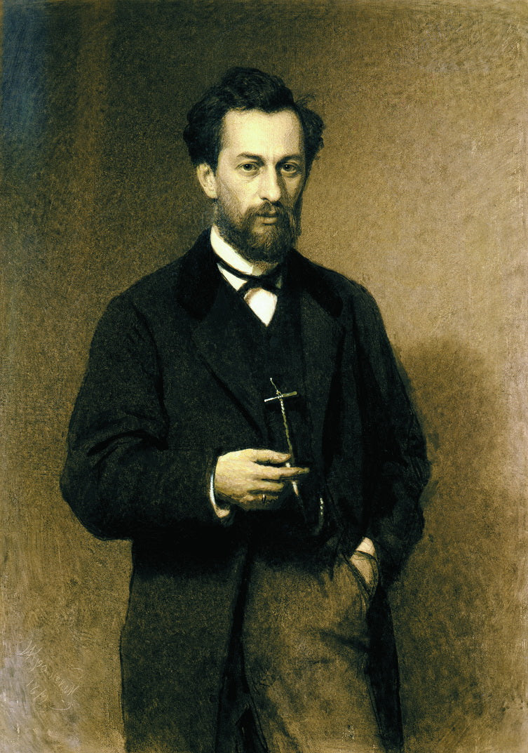 Portrait of Painter Mikhail Klodt, vintage artwork by Ivan Kramskoi, 12x8" (A4) Poster