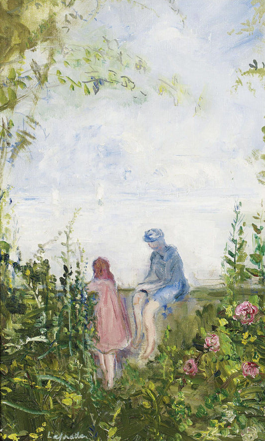 The Terrace on the Seashore, vintage artwork by Pierre Laprade, 12x8" (A4) Poster