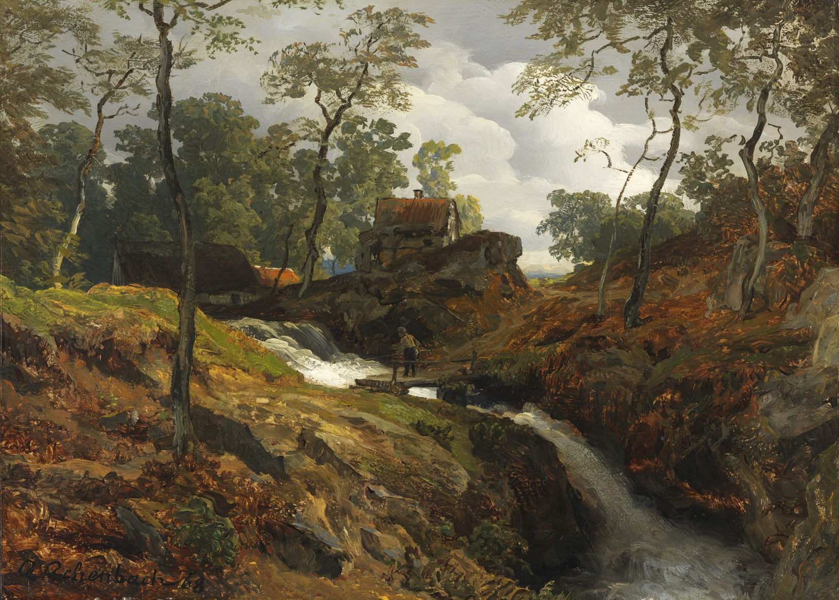 At the Torrent, vintage artwork by Andreas Achenbach, A3 (16x12") Poster Print