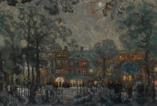 City at Night by Isaak Brodsky,16x12(A3) Poster