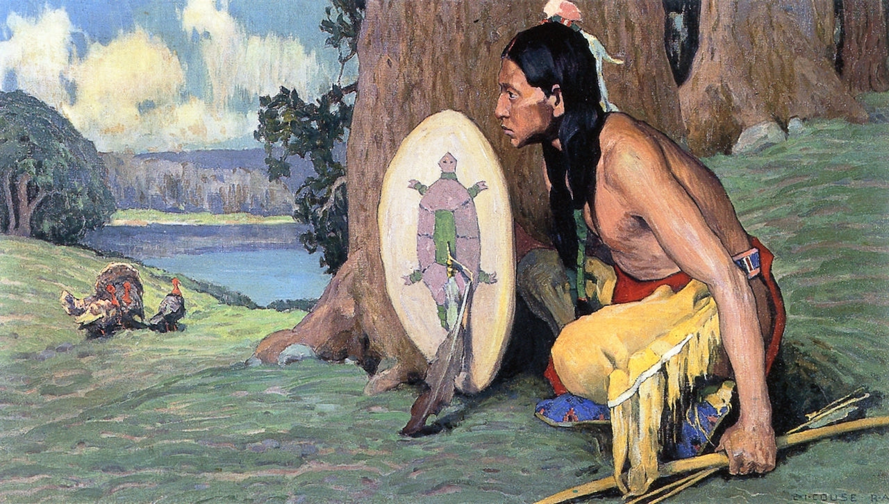 Turkey Hunter, vintage artwork by Eanger Irving Couse, 12x8" (A4) Poster