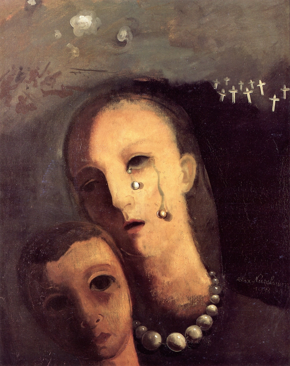 Pearls, vintage artwork by Felix Nussbaum, 12x8" (A4) Poster