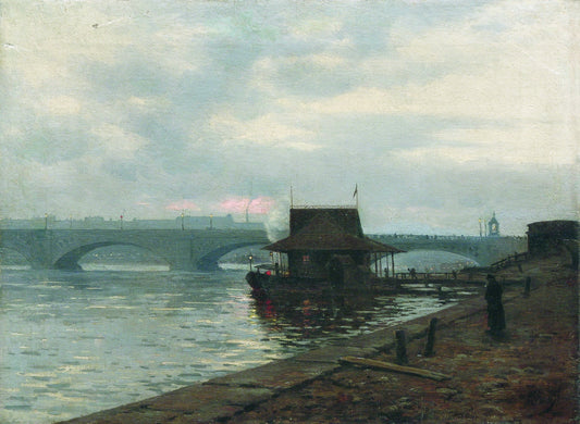 The Embankment in St. Petersburg, vintage artwork by Lev Lagorio, 12x8" (A4) Poster