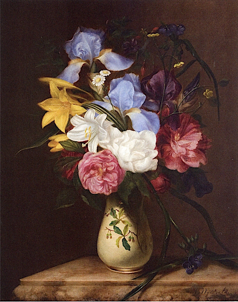 Floral Still Life in a Vase, vintage artwork by Arnoud Wydeveld, 12x8" (A4) Poster