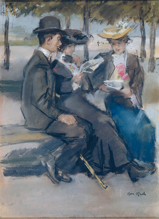 In the Bois de Boulogne near Paris, vintage artwork by Isaac Israels, 12x8" (A4) Poster