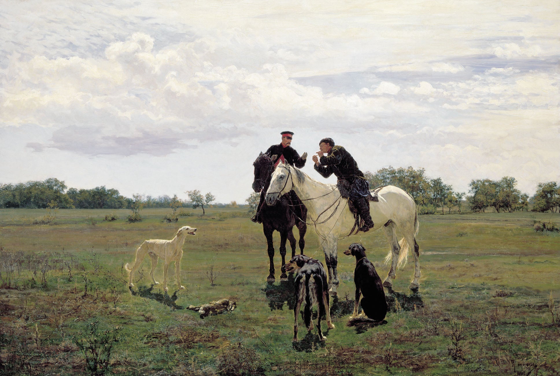 On the Leave, vintage artwork by Nikolai Dmitrievich Kuznetsov, 12x8" (A4) Poster