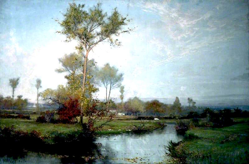 October Glow, near Yardley Woods, vintage artwork by Alfred East, 12x8" (A4) Poster
