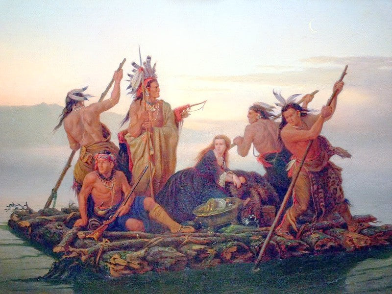 Abduction of Boones daughter by  the Indians, vintage artwork by Karl Ferdinand (Carl or Charles) Wimar, 12x8" (A4) Poster