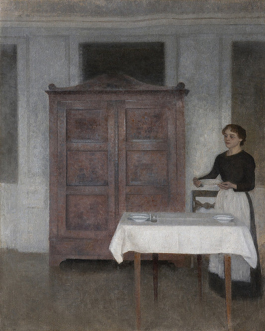 Girl Setting the Table by Vilhelm Hammershoi,A3(16x12")Poster