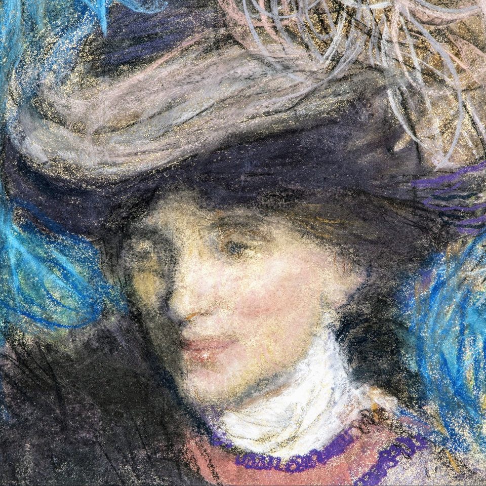 Portrait of a Lady with a Hat by Edmond-Franaois Aman-Jean,A3(16x12")Poster