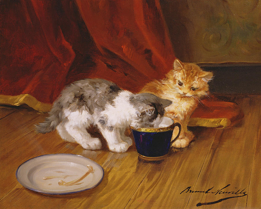 tea time, vintage artwork by Alfred Brunel de Neuville, 12x8" (A4) Poster