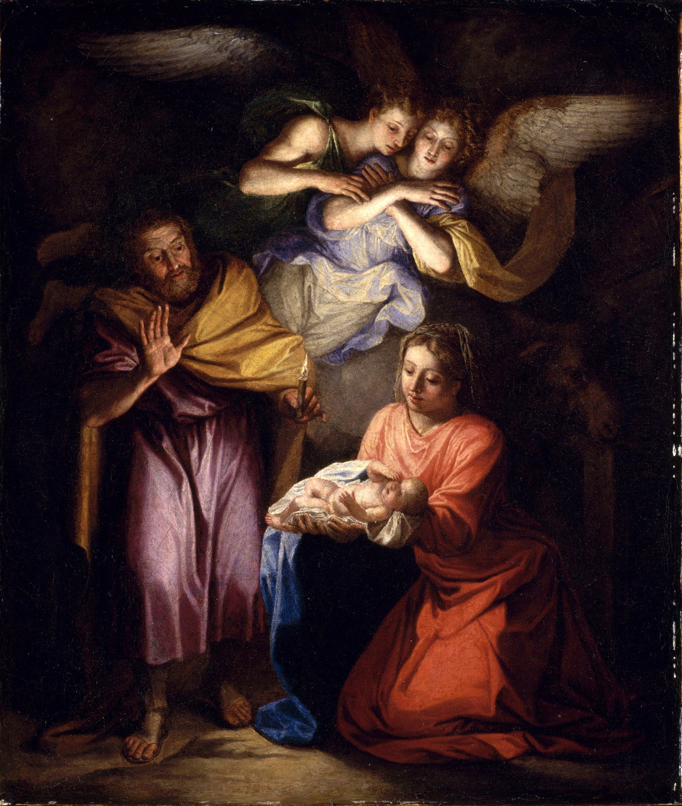 The Nativity (study), vintage artwork by Noël Coypel I, 12x8" (A4) Poster