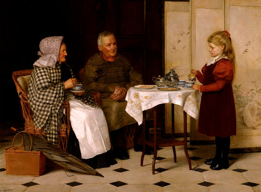 Teatime, vintage artwork by James Hayllar, R.B.A., 12x8" (A4) Poster