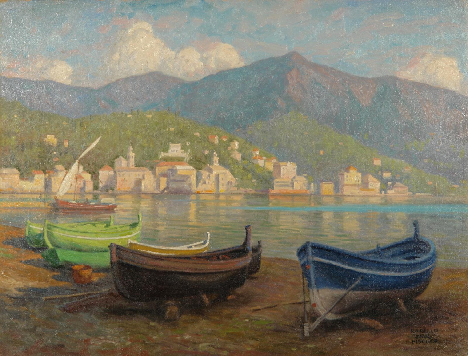 Harbour scene from Rapallo by Paul-Gustave Fischer,A3(16x12")Poster