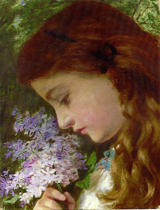 Girl with Lilacs, vintage artwork by Sophie Gengembre Anderson, 12x8" (A4) Poster