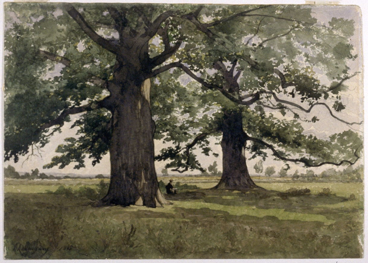 Landscape with an Artist Sketching, vintage artwork by Henri-Joseph Harpignies, A3 (16x12") Poster Print