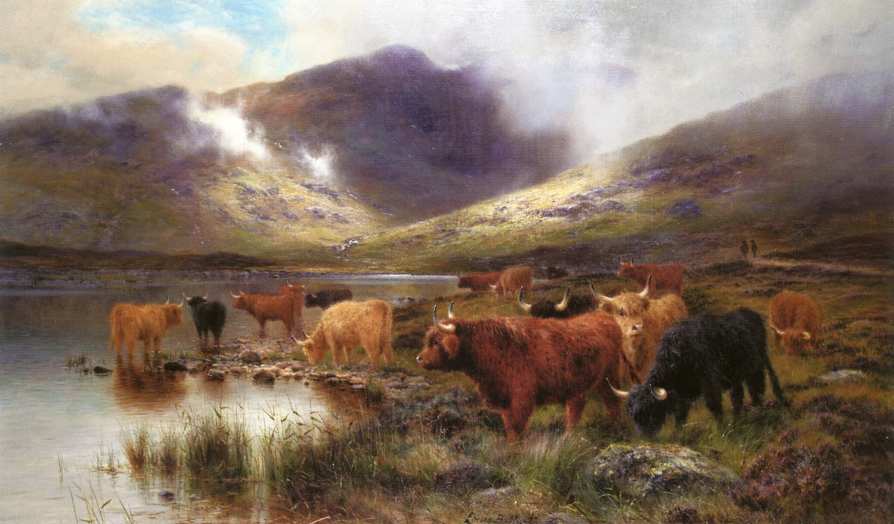 The Head of the Loch, Showery Weather, vintage artwork by Louis Bosworth Hurt, 12x8" (A4) Poster