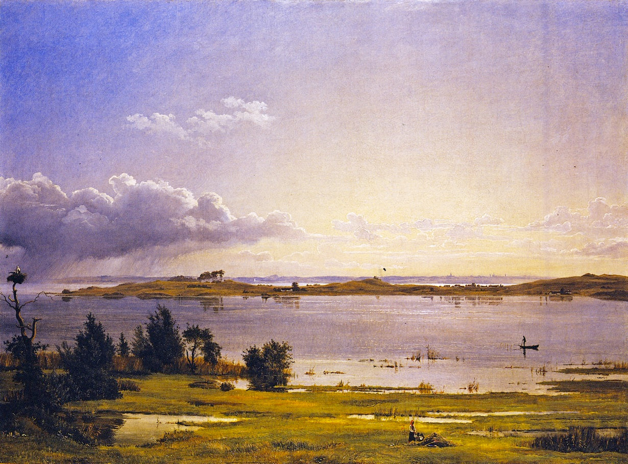 Landscape at Arresø, vintage artwork by Johan Thomas Lundby e, A3 (16x12") Poster Print