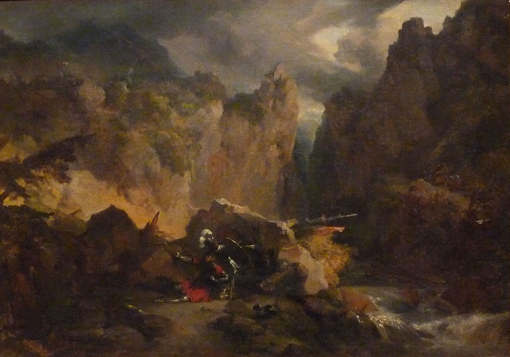 Landscape with the Death of Roland, vintage artwork by Achille-Etna Michallon, A3 (16x12") Poster Print