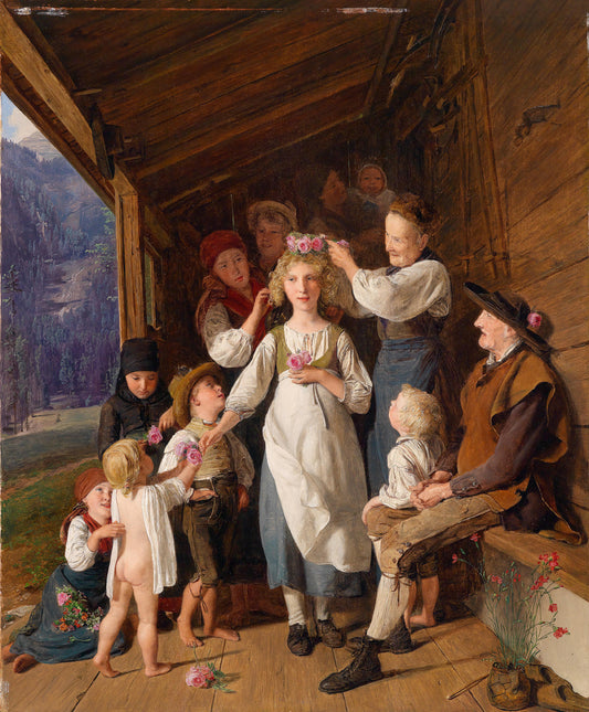 Maid with Garland, vintage artwork by Ferdinand Georg Waldmüller, A3 (16x12") Poster Print