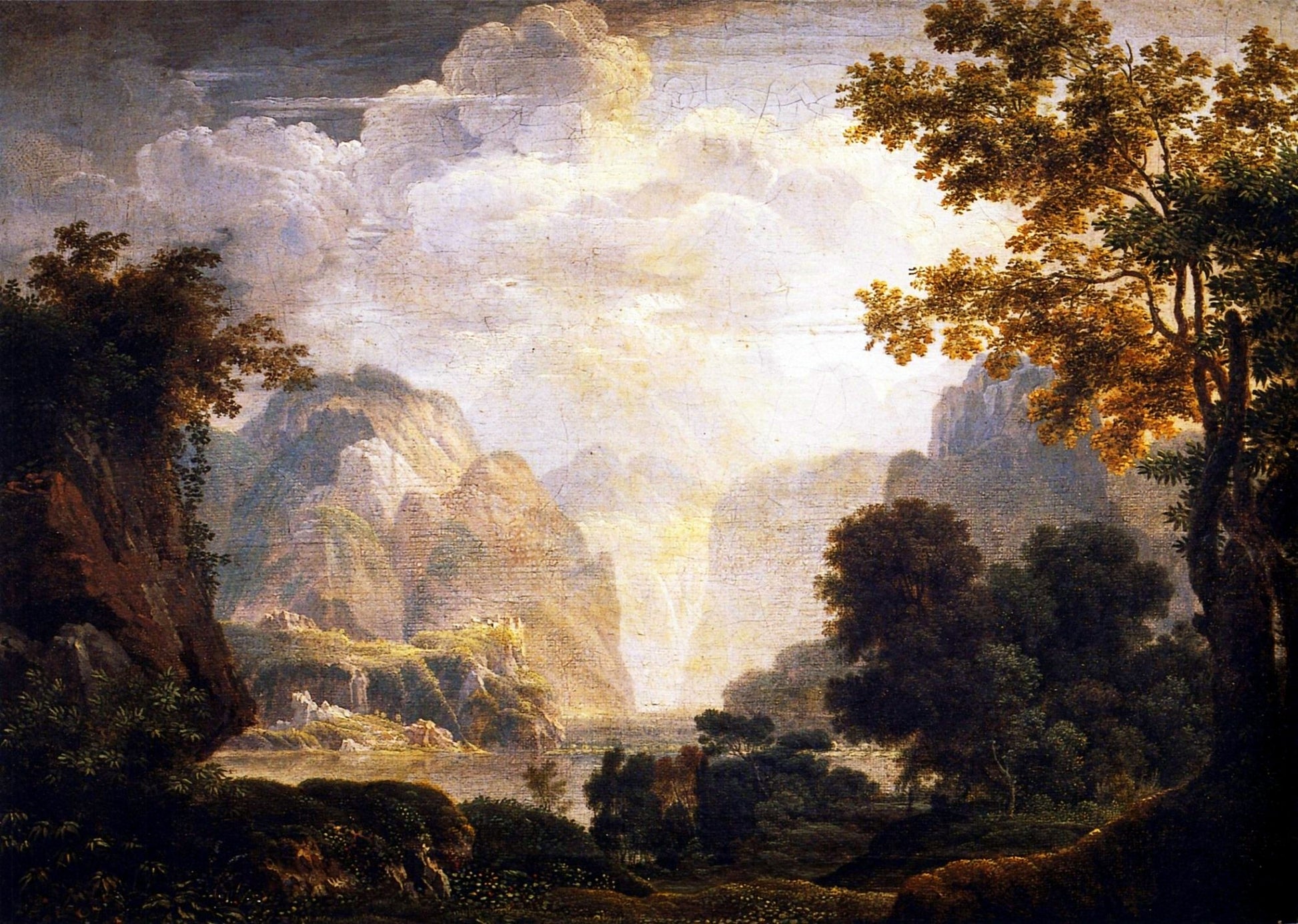 Landscape in the Alps, vintage artwork by Anne-Louis Girodet de Roussy-Trioson, 12x8" (A4) Poster