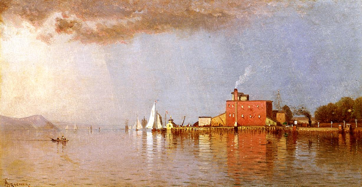 Along the Hudson, vintage artwork by Alfred Thompson Bricher, 12x8" (A4) Poster